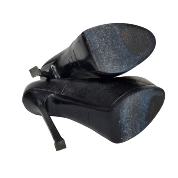 Yves Saint Laurent Tribtoo Pebbled Leather Platform Pumps - Picture 6 of 8